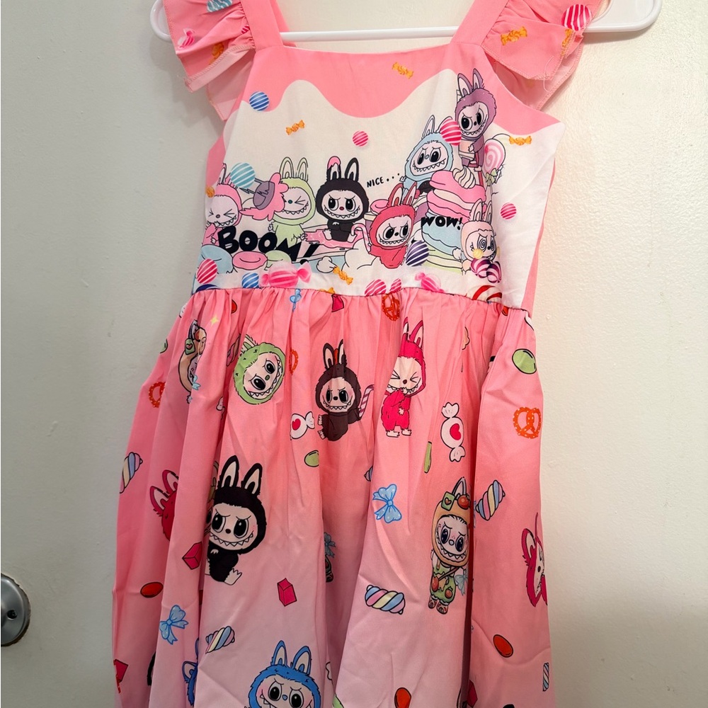 Cute Pink LabubuCharacter Dress